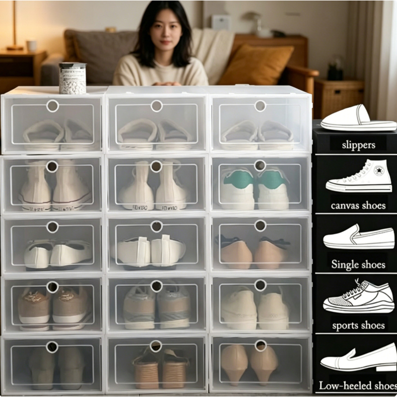 6 Pcs Transparent Shoe Storage - Shoe Box Display review and price